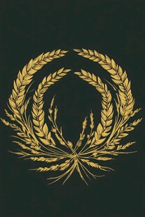 金色麦穗花环图案设计