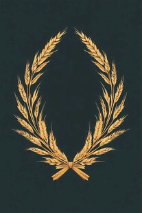 金色麦穗花环装饰图案