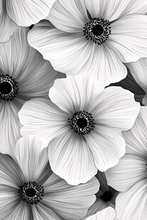 黑白花卉图案背景纹理