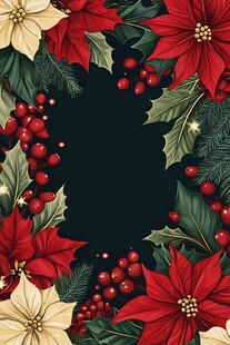 圣诞花卉装饰边框图案