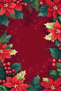 圣诞花卉边框背景图