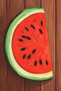 木背景上的鲜切西瓜片