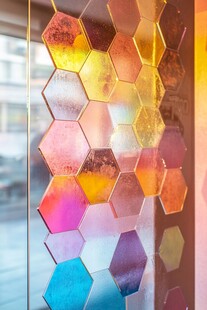 彩色六边形玻璃贴饰