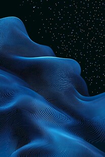 蓝色梦幻波浪星空背景图