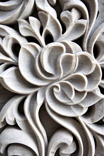 石雕花卉纹理精美细节图