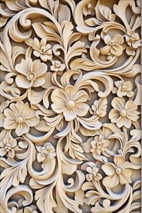 精美木雕花卉纹饰图案