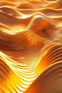 金色波浪纹理3D艺术图案