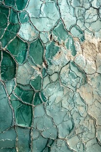 斑驳绿漆墙面纹理特写
