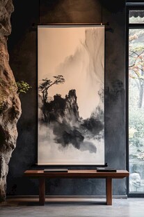 中式山水墨画室内装饰景