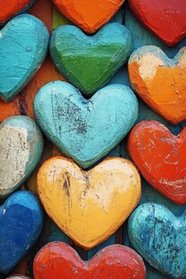 多彩爱心堆叠装饰图案