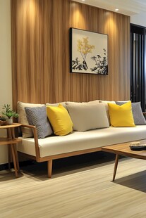 简约木质风客厅沙发一角