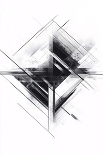 黑白几何线条抽象艺术图形