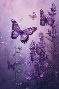 梦幻紫蝶与烂漫花丛