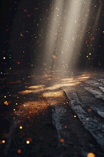 梦幻光线洒落粗糙地面