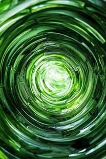 绿色螺旋光影玻璃瓶景