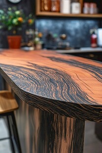 独特纹理的个性木质吧台