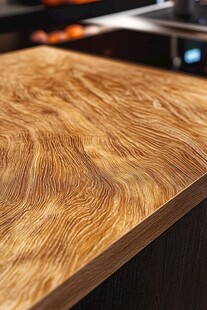 天然纹理木质台面特写