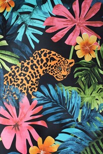 豹纹花卉热带风图案布料