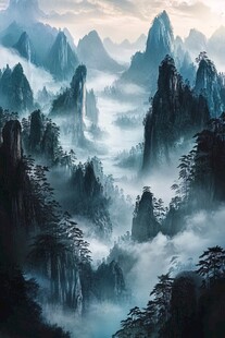 水墨山水间 云雾绕奇峰