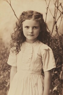 复古风卷发小女孩肖像