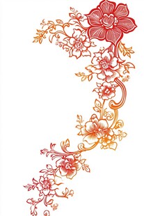 中式复古花卉藤蔓装饰图案