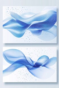 梦幻蓝调流动抽象艺术画