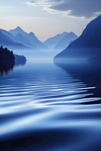 宁静山水间的湖光山色