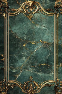 绿金大理石配古典金框背景