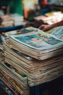 旧报刊堆中的时光印记