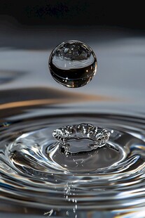 水滴坠落激起涟漪瞬间