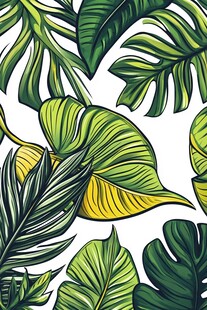热带植物叶片插画