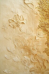 金色浮雕花卉纹理艺术图