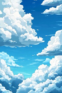 梦幻蓝天与蓬松云朵