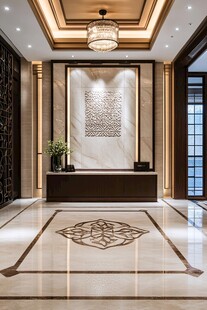 中式豪华大厅前台设计