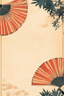 中式折扇花卉古风背景图