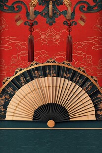 古典中式折扇与华丽背景
