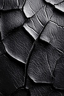 黑色龟裂皮革纹理特写