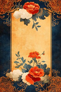 中式牡丹花纹典雅背景图