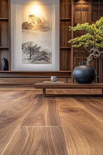 中式雅致木地板与室内景致