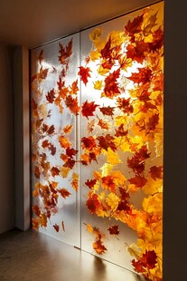秋日枫叶艺术玻璃墙饰