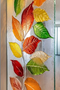 彩色秋叶玻璃艺术装饰