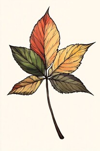 多彩秋叶插画