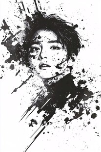 水墨风格的帅气人物肖像