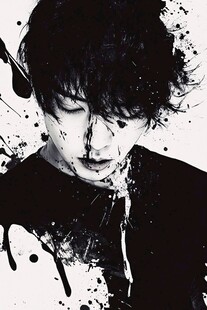 黑白泼墨风个性人物肖像