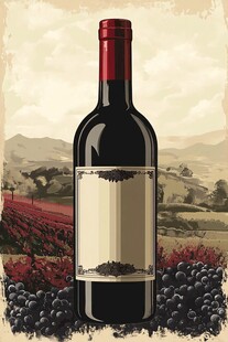 复古风葡萄酒与田园景致