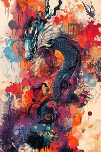 水墨风幻彩龙的艺术图景