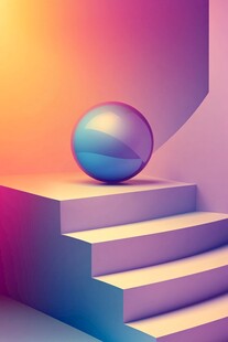 炫彩阶梯上的梦幻球体