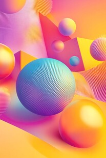 梦幻炫彩3D球体几何场景