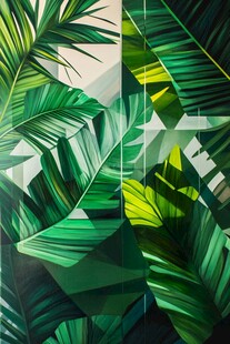 几何绿植背景图