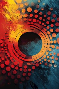 炫彩波点环绕的抽象图案